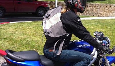 Timbuk2 Messenger bag on a motorcycle